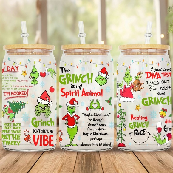 16oz grinchmas sublimated glass can - Picture 1 of 1